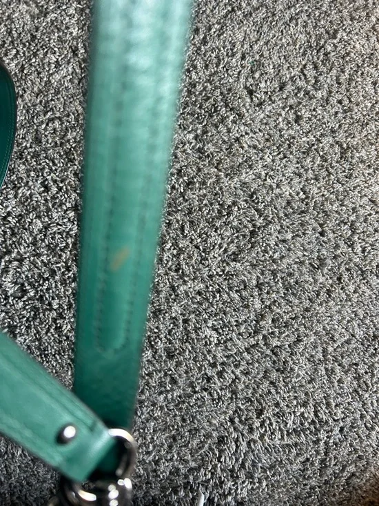 Coach Taupe Signature Crossbody with Green Leather Trim - Picture 10 of 12